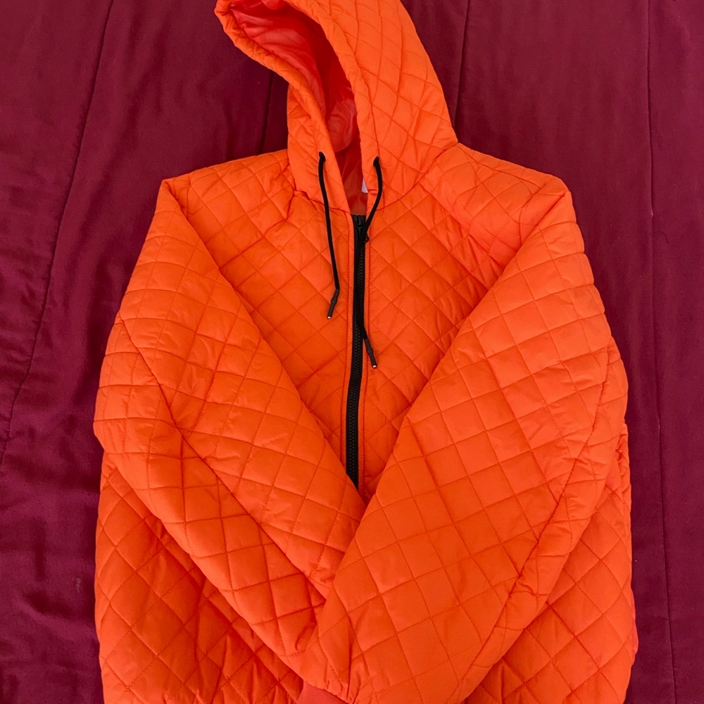 Orange puffer jacket